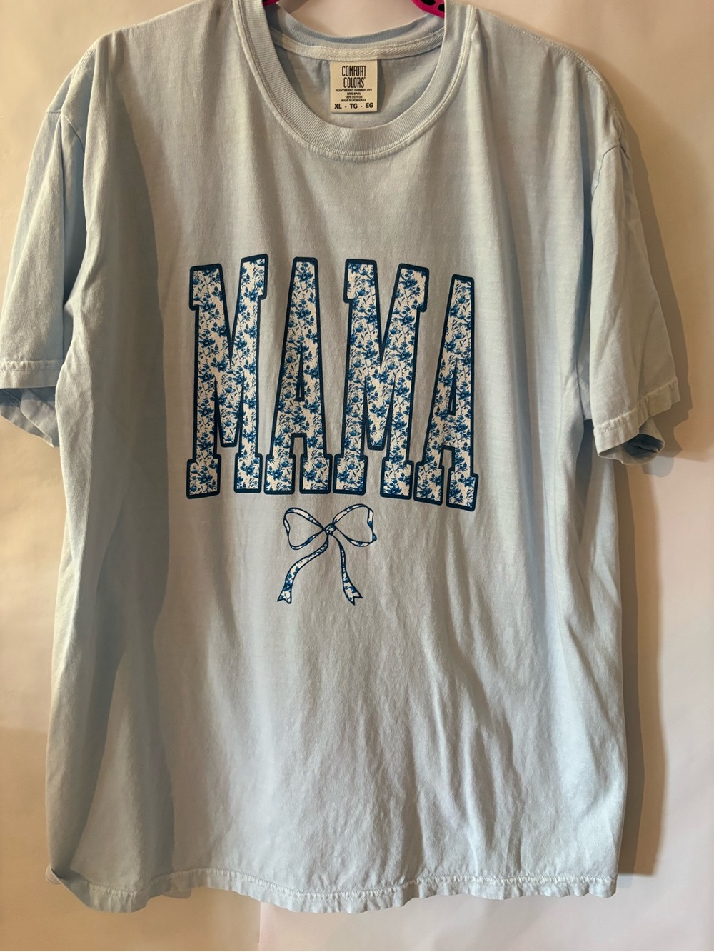 Comfort Colors Light Blue 'MAMA' Short Sleeve Graphic Tee